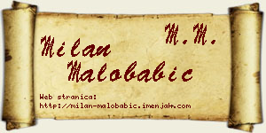 Milan Malobabić vizit kartica